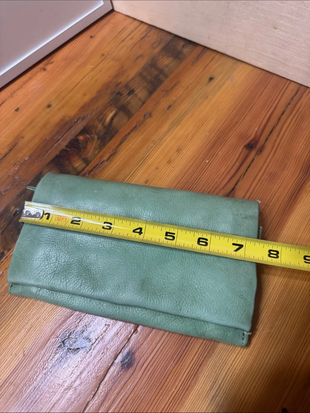 latico Mint Green Leather Fold-Over Clutch wallet